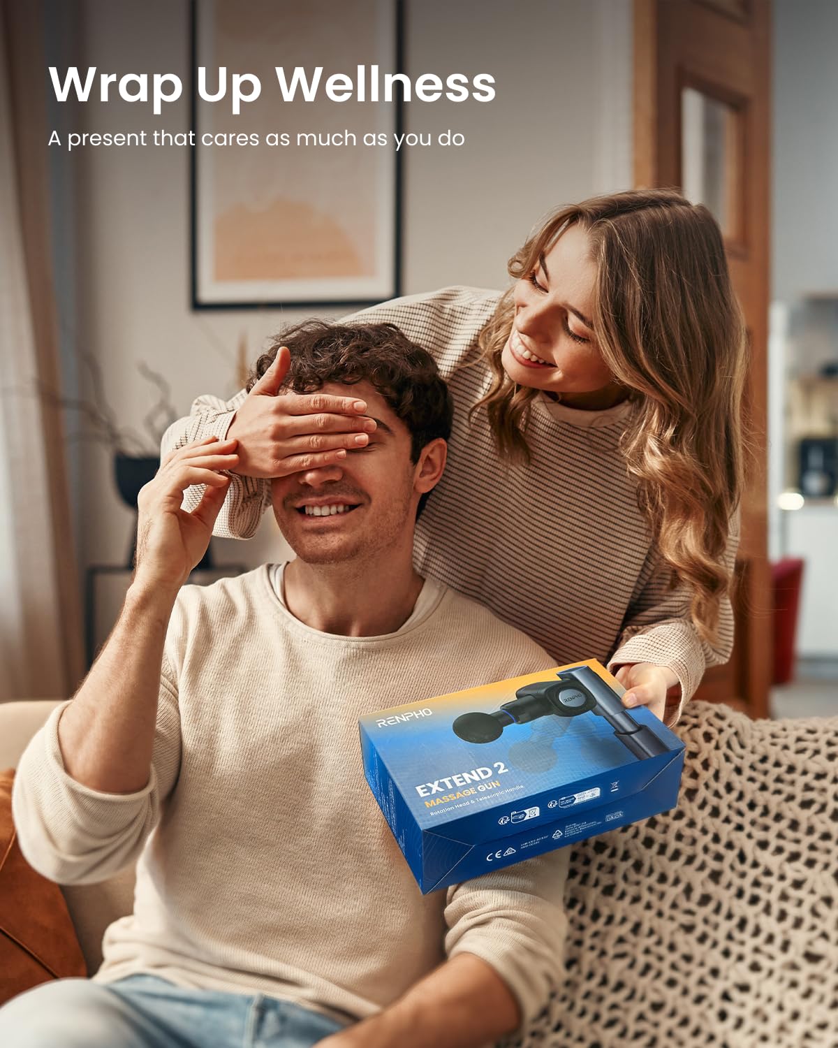 RENPHO masajeador en uso doméstico para alivio muscular práctico