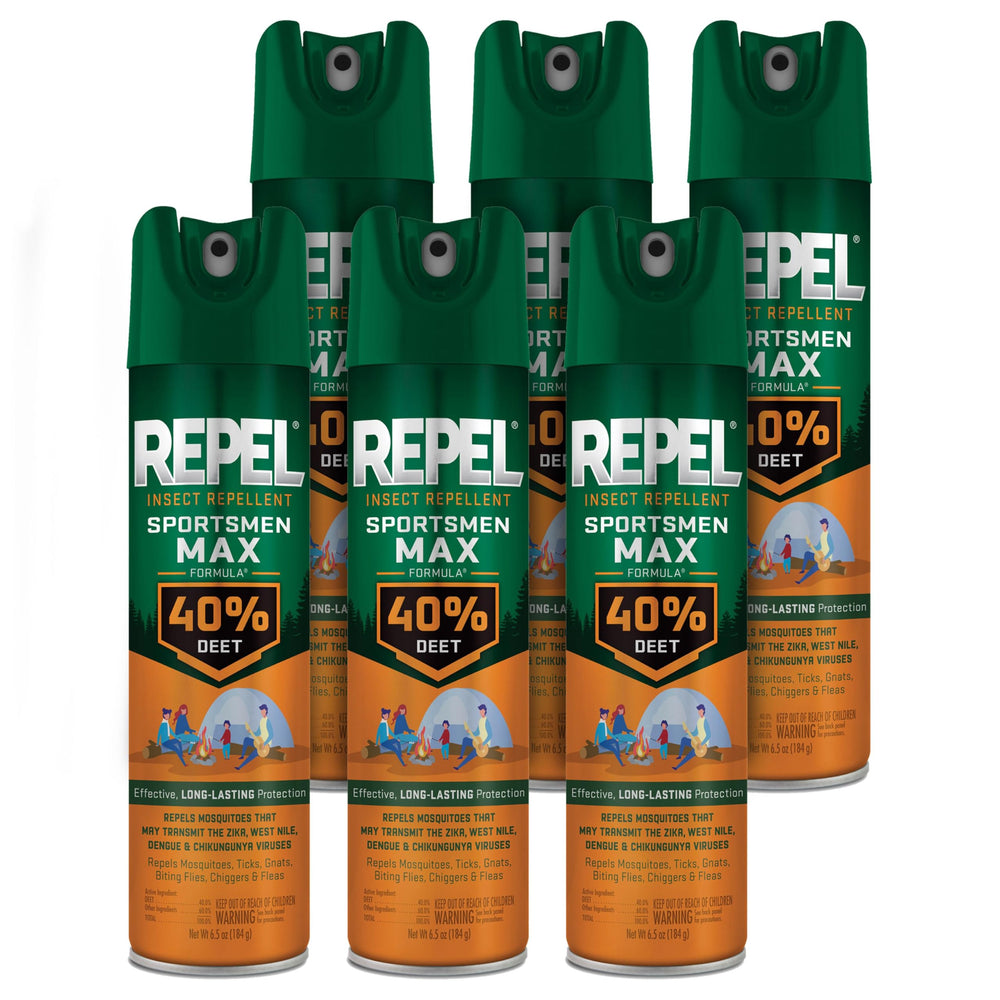 Repel Sportsmen Max frontal mostrando lata y diseño, protección prolongada