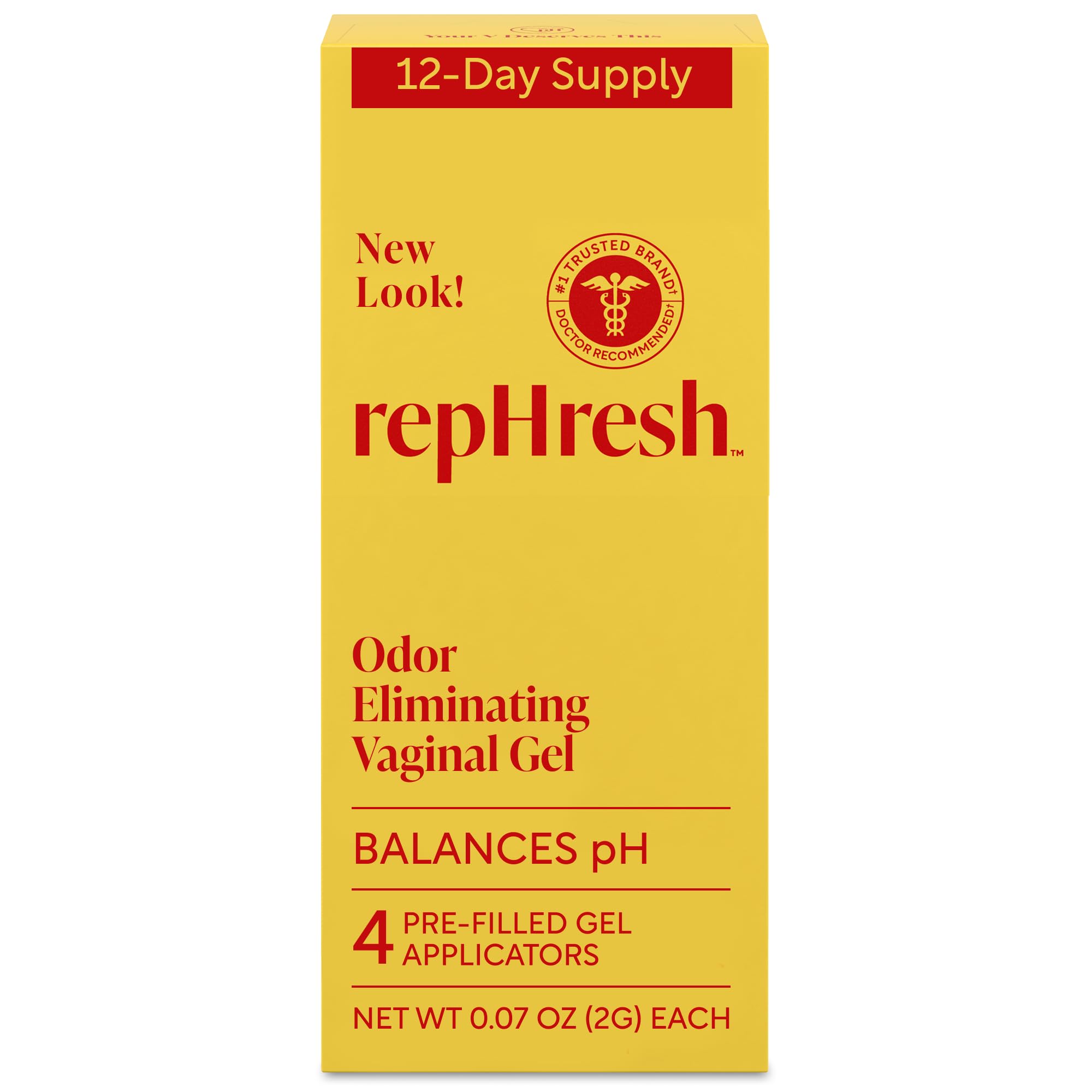 RepHresh frente del empaque mostrando 4 aplicadores y beneficio de control de olor