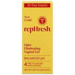 RepHresh frente del empaque mostrando 4 aplicadores y beneficio de control de olor