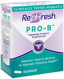 Primer plano de una cápsula Rephresh Pro-B que destaca fácil ingestión