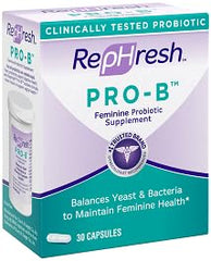 Primer plano de una cápsula Rephresh Pro-B que destaca fácil ingestión