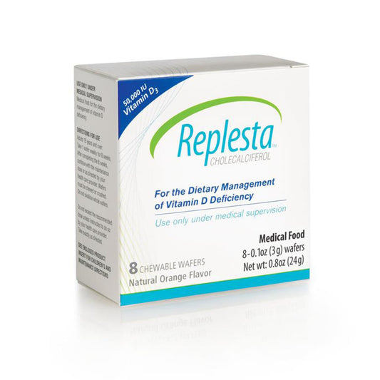 Replesta empaque frontal mostrando caja y marca, facilita identificación