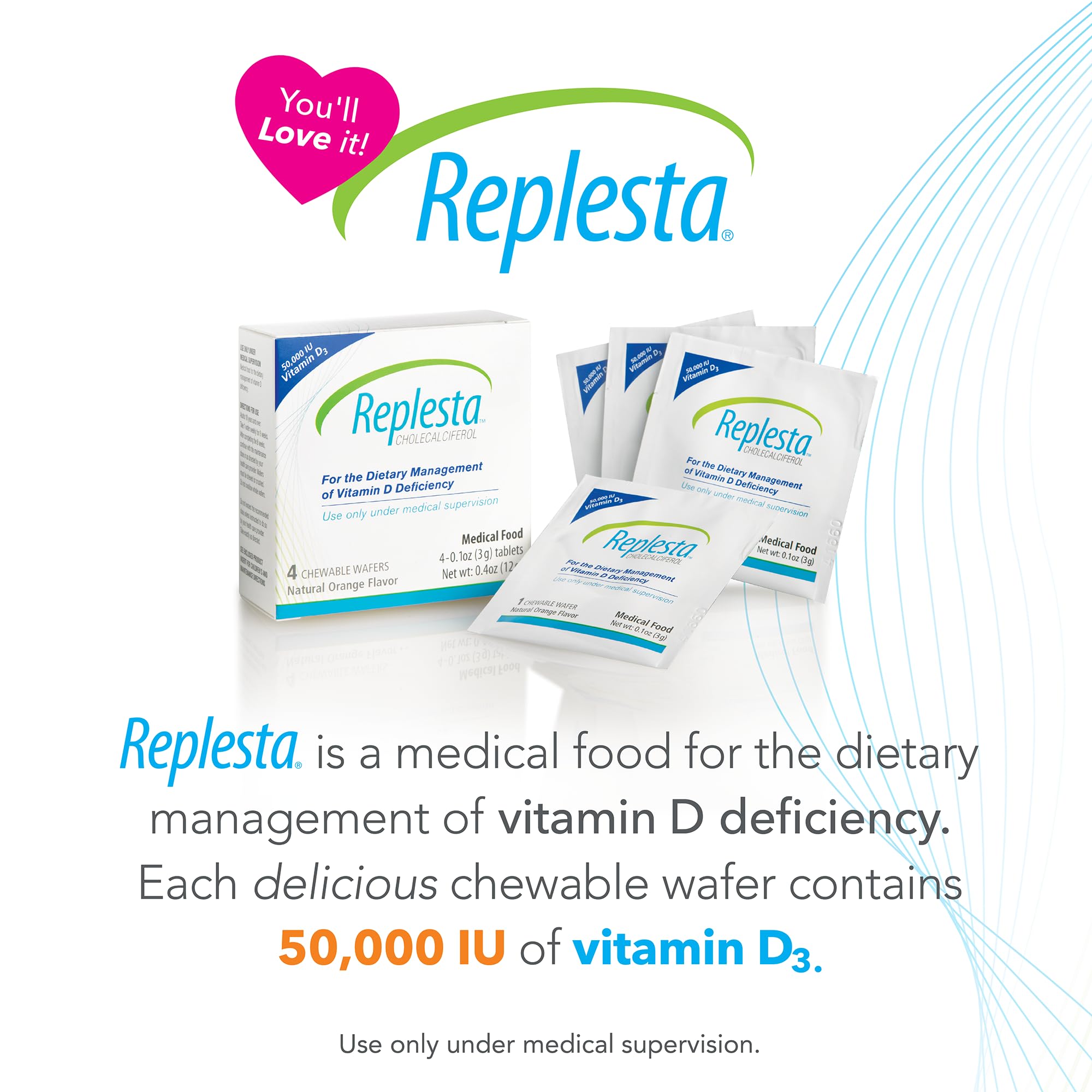 Replesta wafer en mano listo para masticar y facilitar la toma
