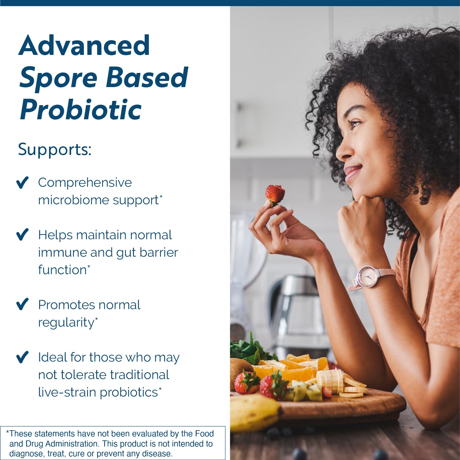 Researched Nutritionals CoreBiotic primer plano de una cápsula, textura y recubrimiento resistente