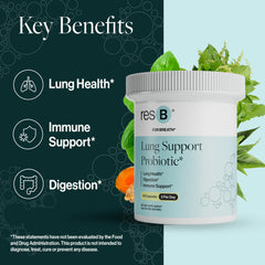 ResBiotic etiqueta con información de ingredientes y certificaciones visibles