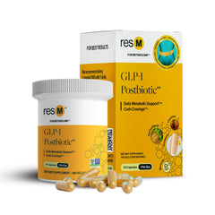 ResBiotic resM empaque frontal mostrando cápsulas y marca, beneficio conveniencia