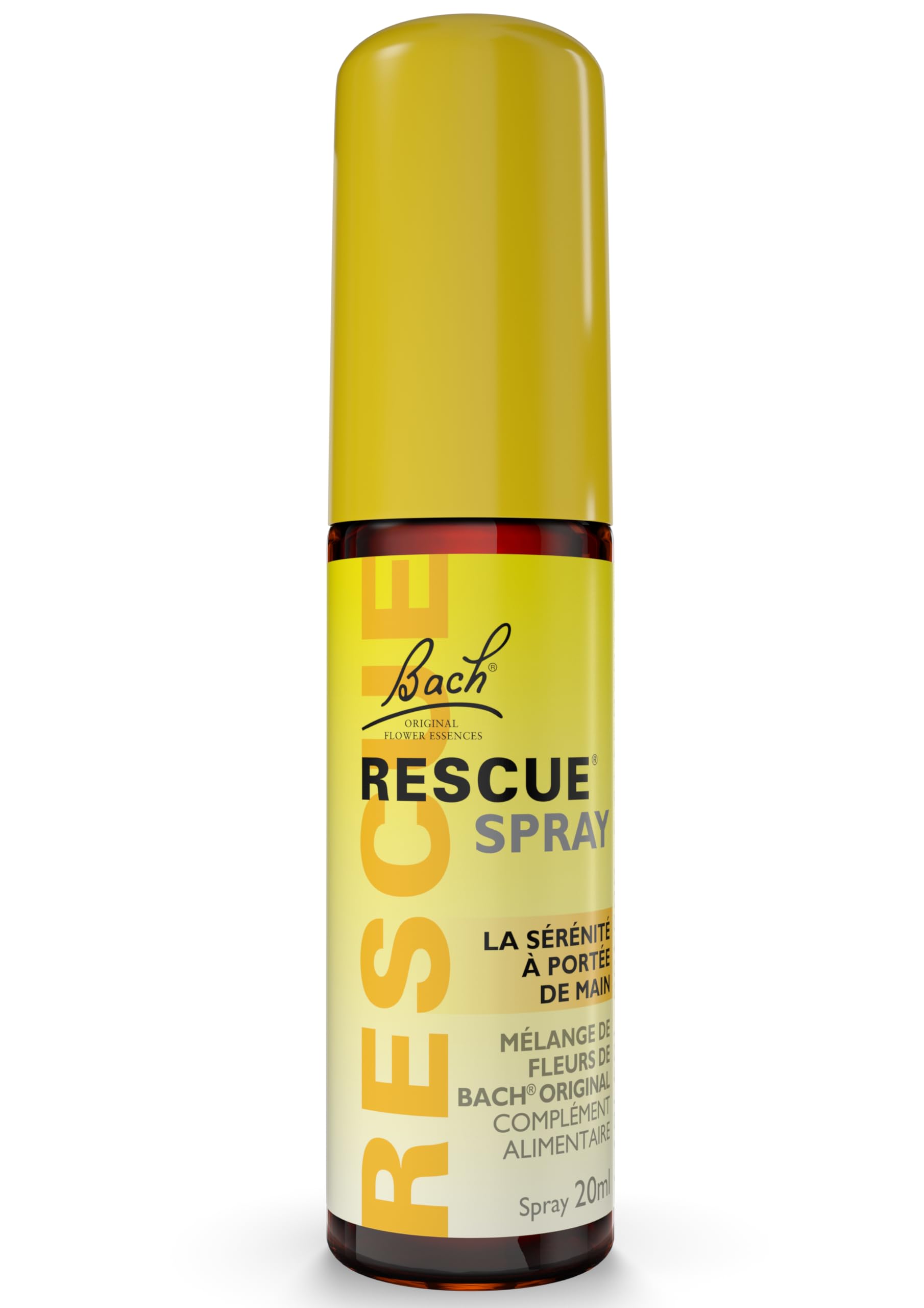 RESCUE Bach frente del envase mostrando el spray y tamaño portátil