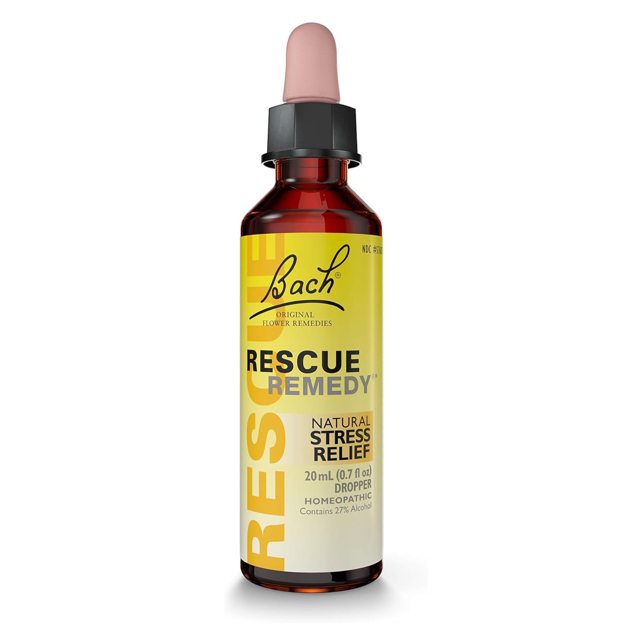 RESCUE frasco frontal que muestra el envase práctico y portátil