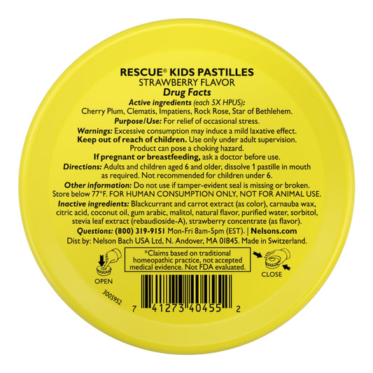 RESCUE Kids pastillas, textura suave, fácil de masticar en casa.