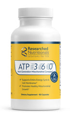 Researched Nutritionals ATP 360 frente del empaque mostrando diseño y cantidad