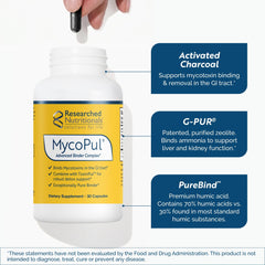 Researched Nutritionals MycoPul polvo y textura para evidenciar pureza del ingrediente