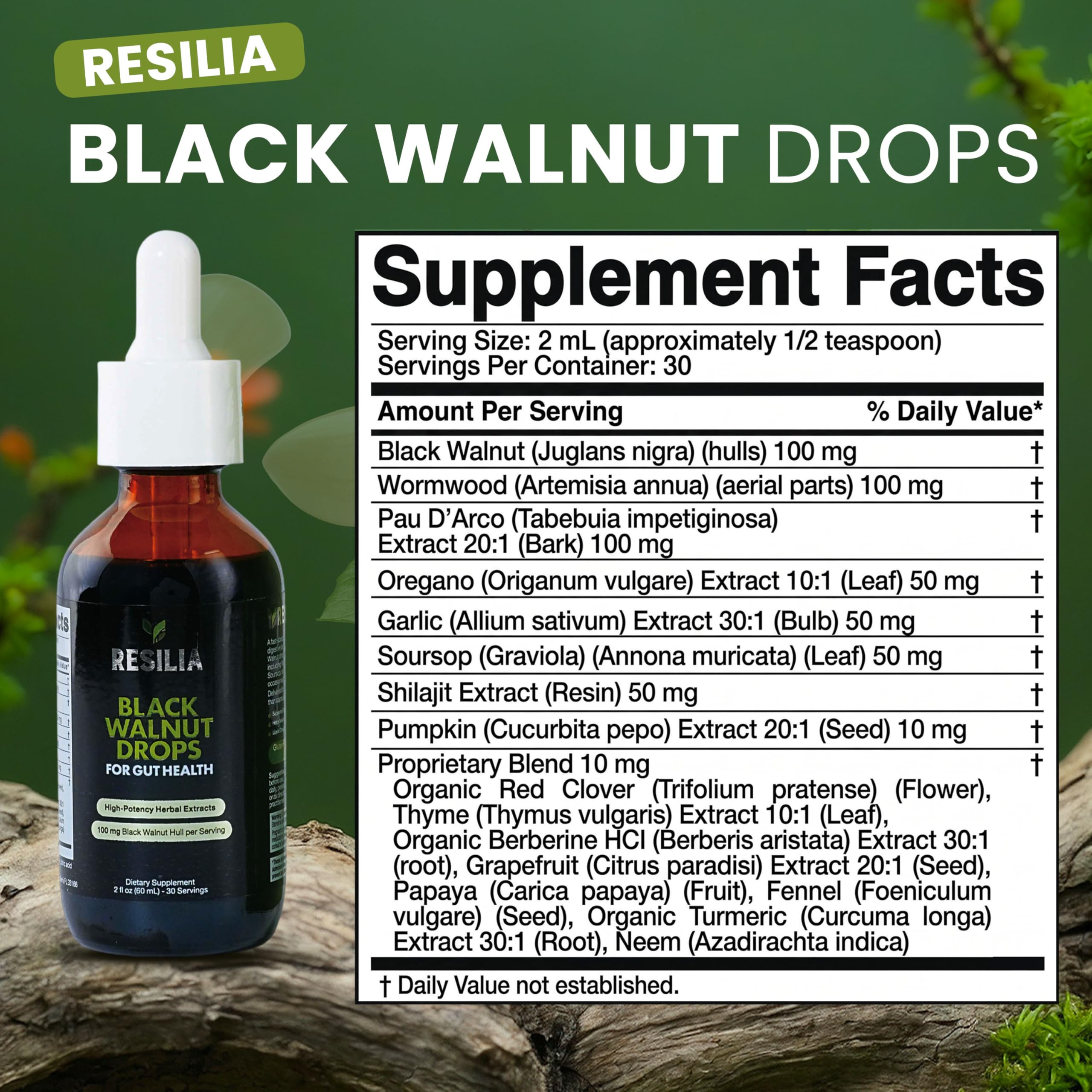 Resilia Oil Of Oregano etiqueta en detalle con ingredientes legibles y confianza
