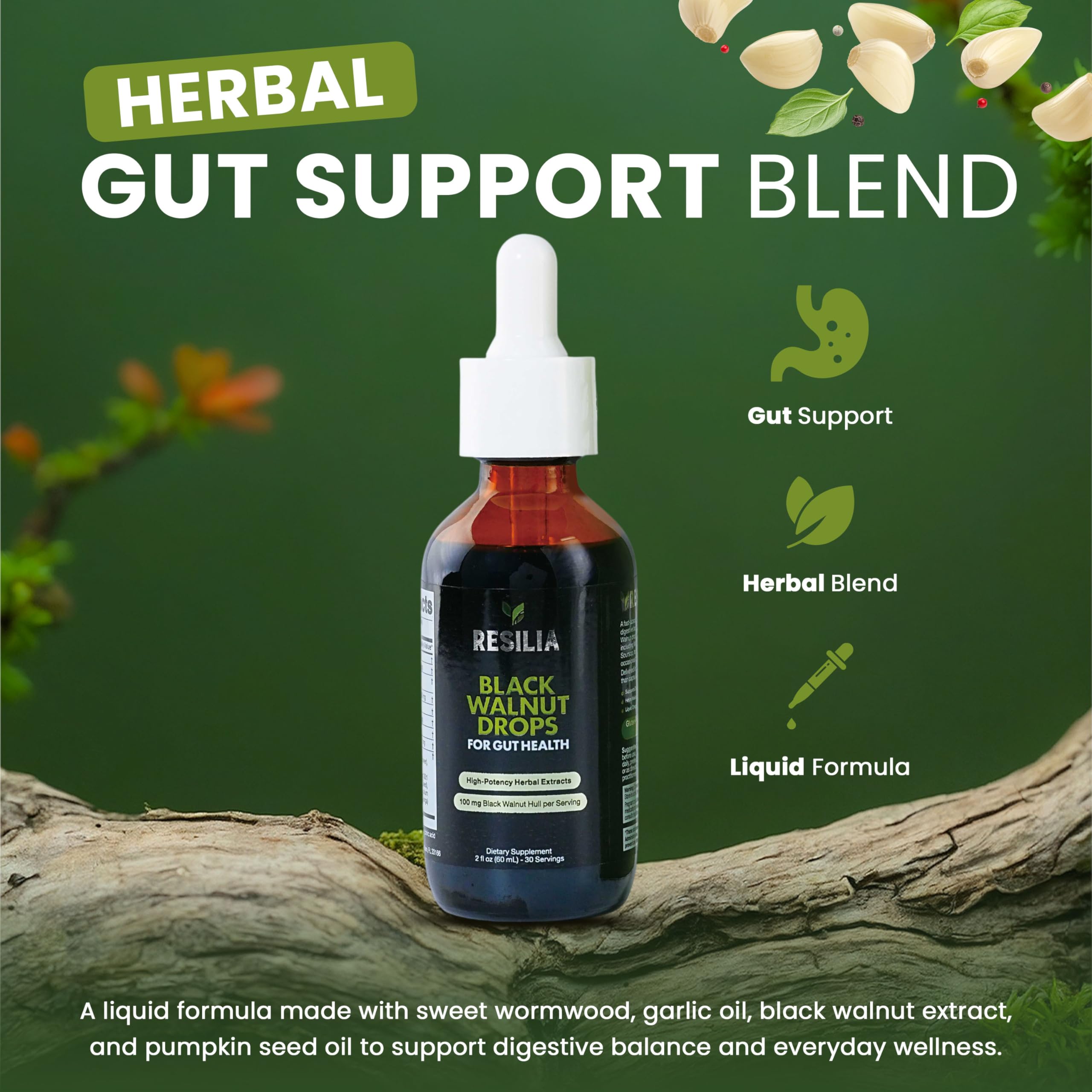 Resilia Oil Of Oregano en vaso mezclado, uso simple con agua o zumo