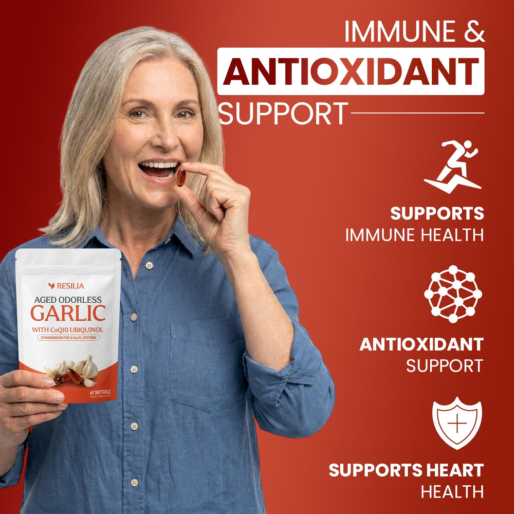 Resilia Oil Of Oregano frasco y cápsulas sobre mesa para presentación
