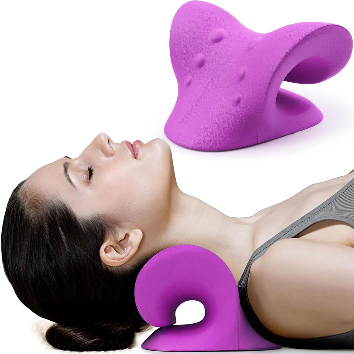 RESTCLOUD vista frontal del relaxer púrpura para soporte cervical y alivio