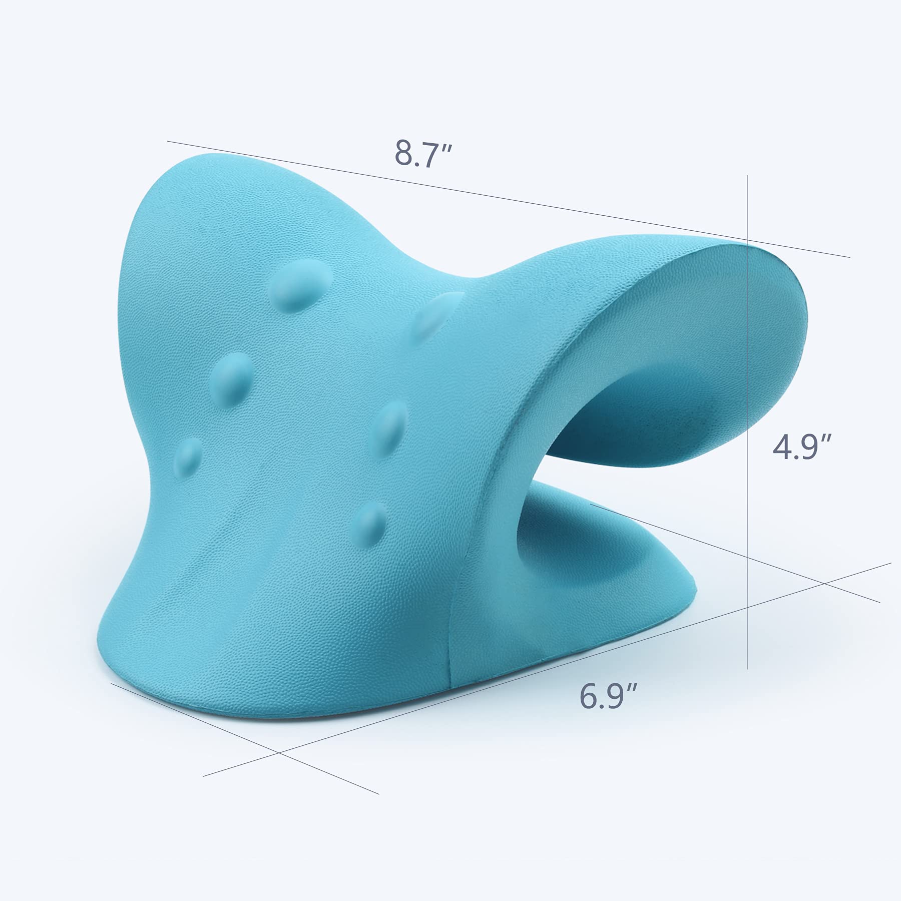 RESTCLOUD etiqueta con materiales y beneficios de apoyo cervical