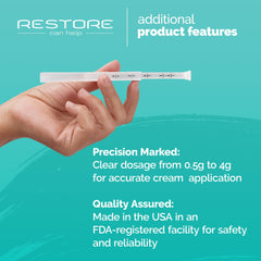 Restore Can Help aplicador siendo llenado desde un tubo, uso fácil