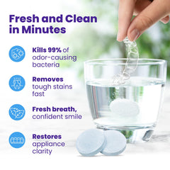 Retainer Brite aligner sumergido en solución para limpieza eficaz en 15 minutos