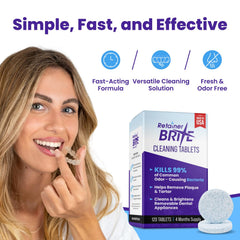Retainer Brite retenedor sumergido en vaso con tableta para desinfección rápida