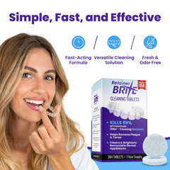 Protector deportivo limpio tras remojo con Retainer Brite, sin olores ni residuos