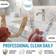 Retainer Fresh pastillas en primer plano con textura efervescente visible
