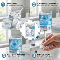 Retainer Fresh envase abierto mostrando 120 pastillas y duración aproximada