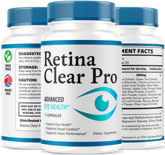 Retina Clear Pro envase con texto comparativo demostrando suministro para 3 meses