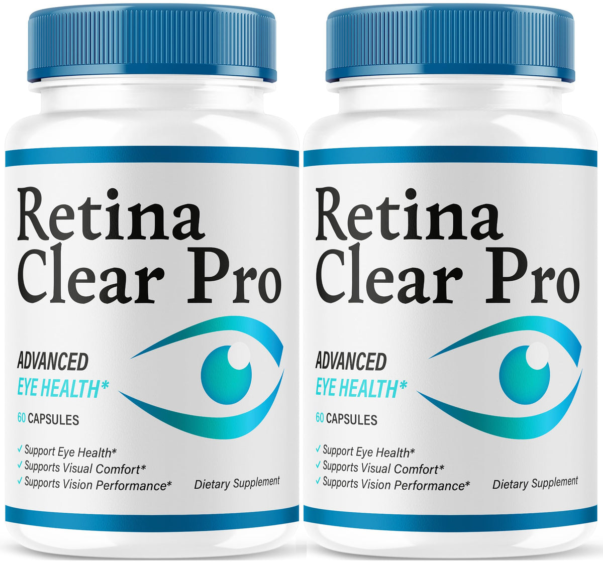 Retina Clear Pro frontal mostrando envase y duración dos meses, beneficio conveniencia