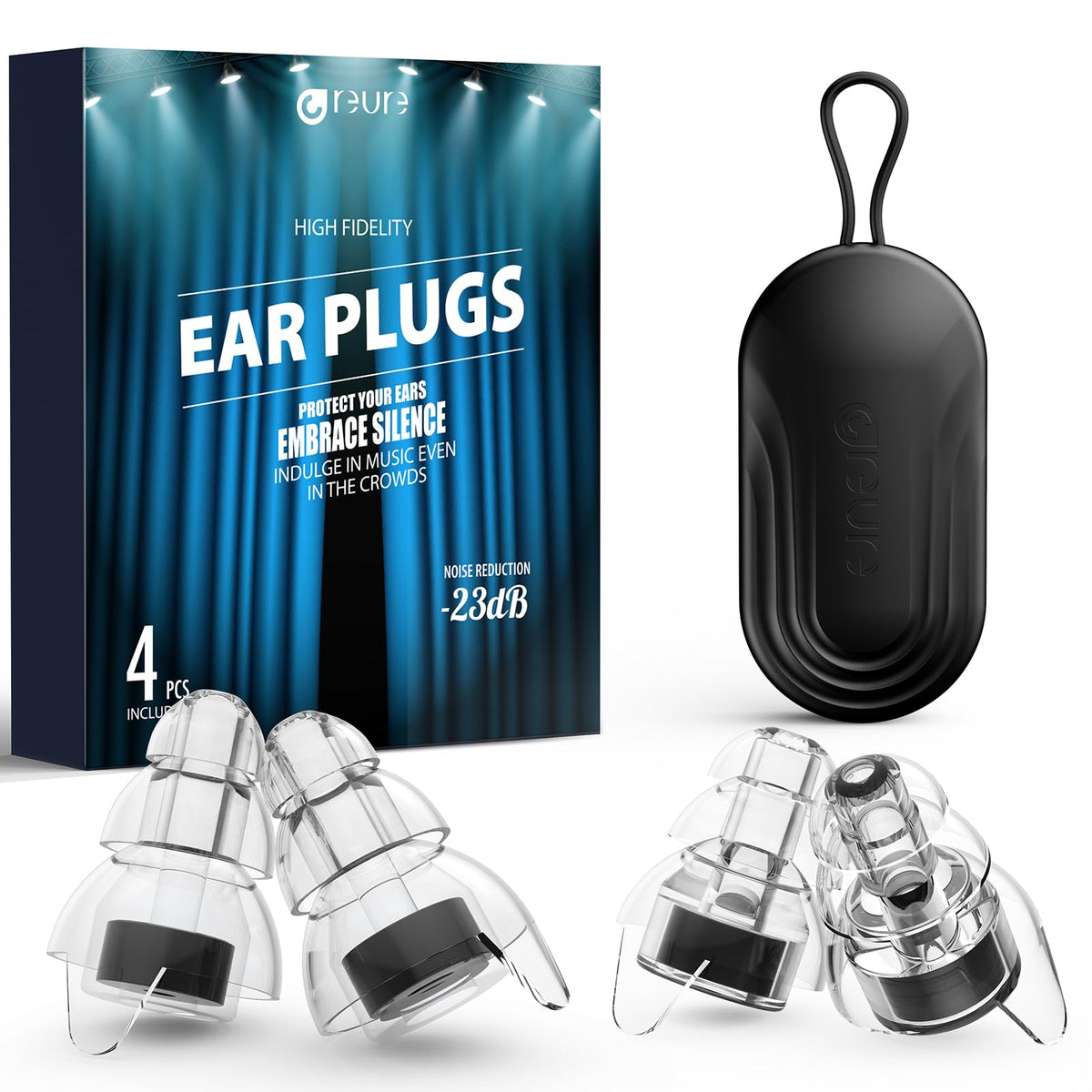 Reure tapones frontal del empaque mostrando contenido y beneficios