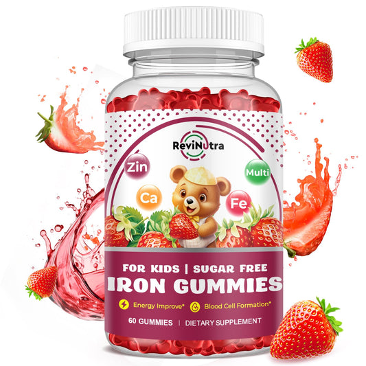 ReviNutra frente del envase mostrando 60 gomitas y beneficios