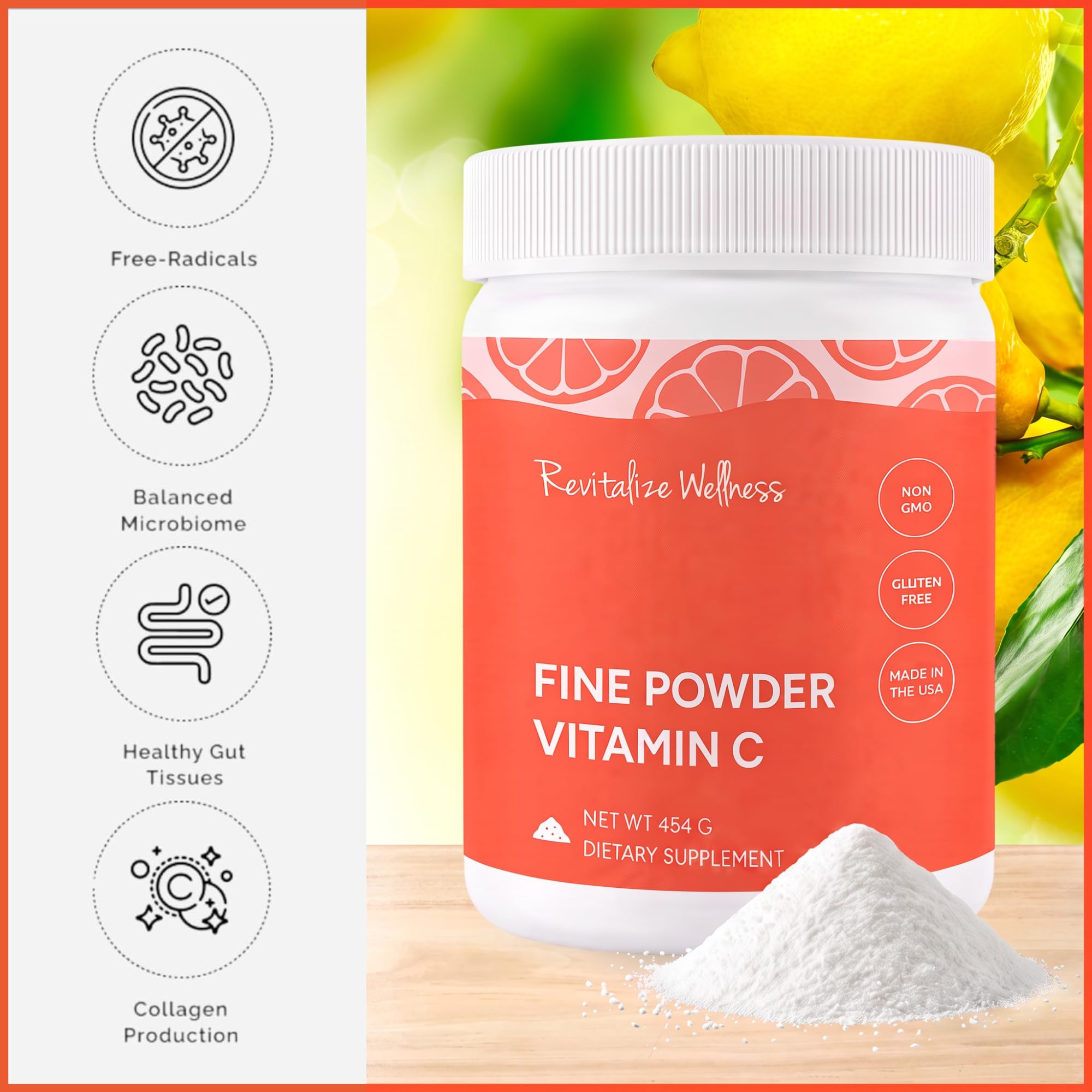 Revitalize Wellness bolsa abierta con contenido blanco y puro visible