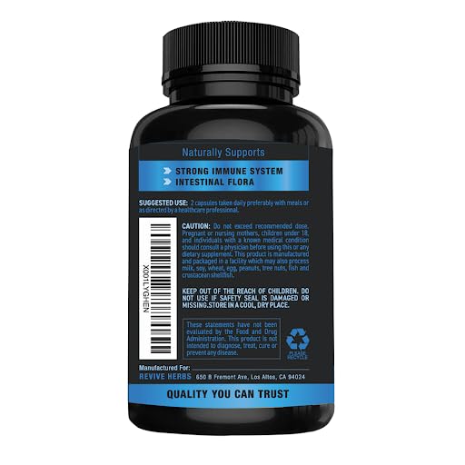 Revive Herbs textura de cápsula en acercamiento que enfatiza cápsulas vegetales puras