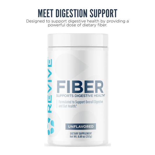 Revive MD Fibra: cuchara medidora para dosis diarias fáciles.