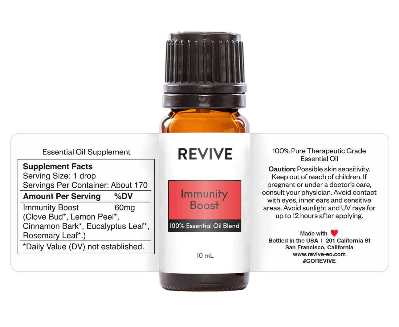 REVIVEEO etiqueta en primer plano indicando mezcla y pureza del producto