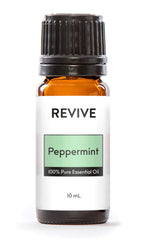 REVIVEEO frasco frontal de aceite de menta mostrando diseño y beneficio portátil