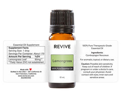 REVIVEEO gotas de aceite lemongrass mostrando textura y pureza visible