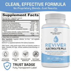 REVIVER etiqueta con ingredientes claros y certificación cGMP para confianza