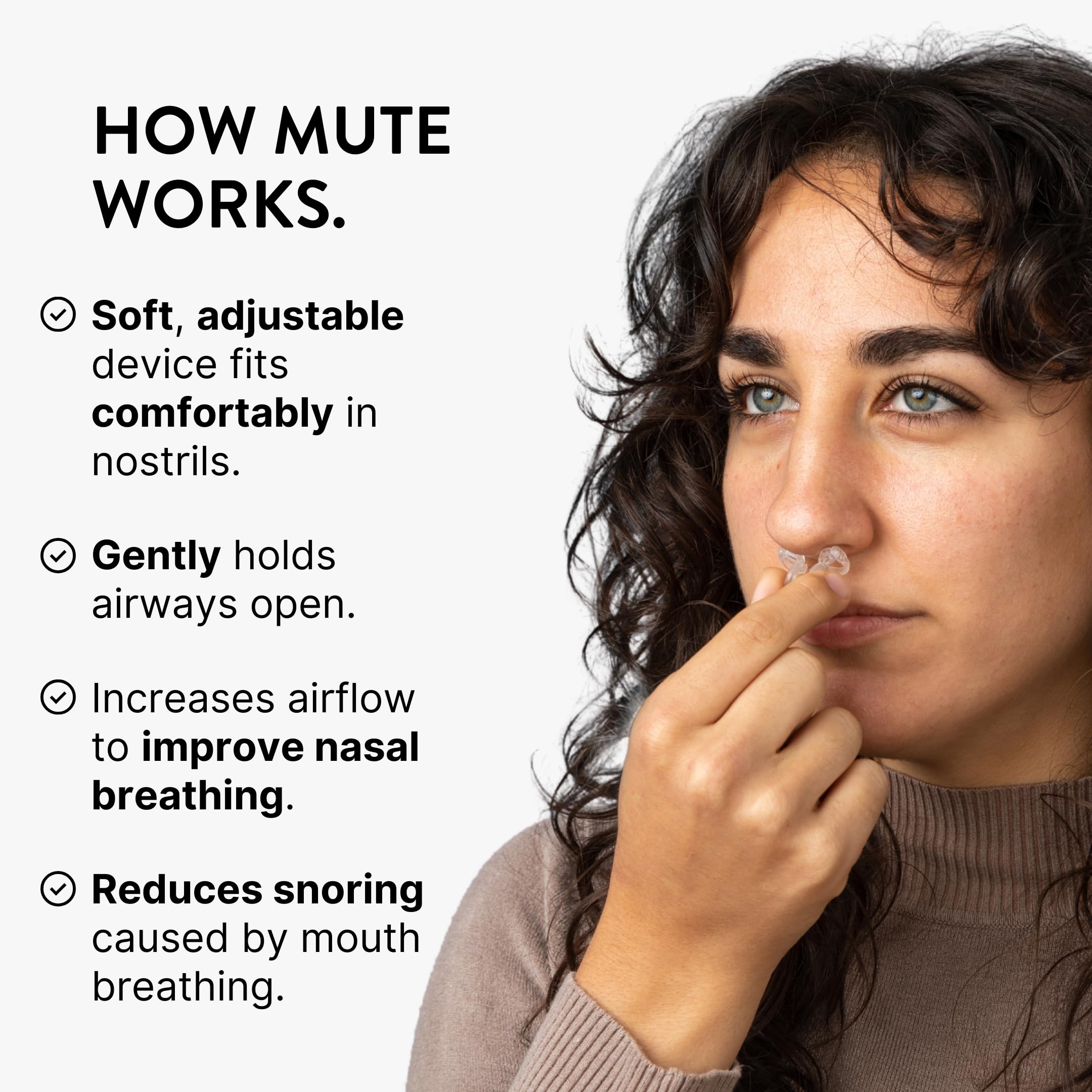 Rhinomed Mute caja abierta con tres dilatadores, preparación cuidadosa