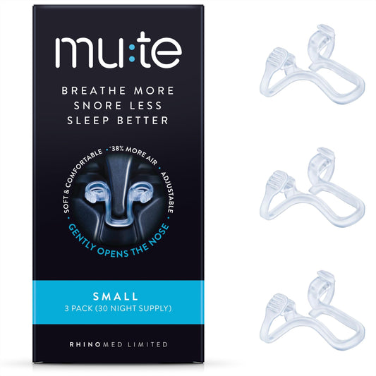 Rhinomed Mute vista frontal del pack, discreción y diseño translúcido