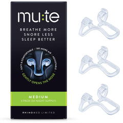 Rhinomed Mute vista frontal del empaque mostrando el pack de tres