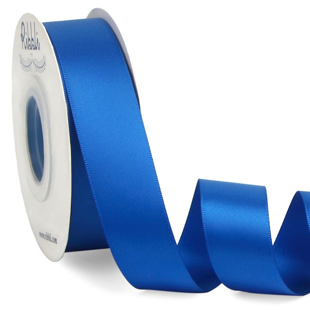 Ribbli vista frontal del carrete azul real con brillo elegante