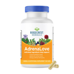 RidgeCrest Herbals frontal del envase mostrando cápsulas y beneficio energético