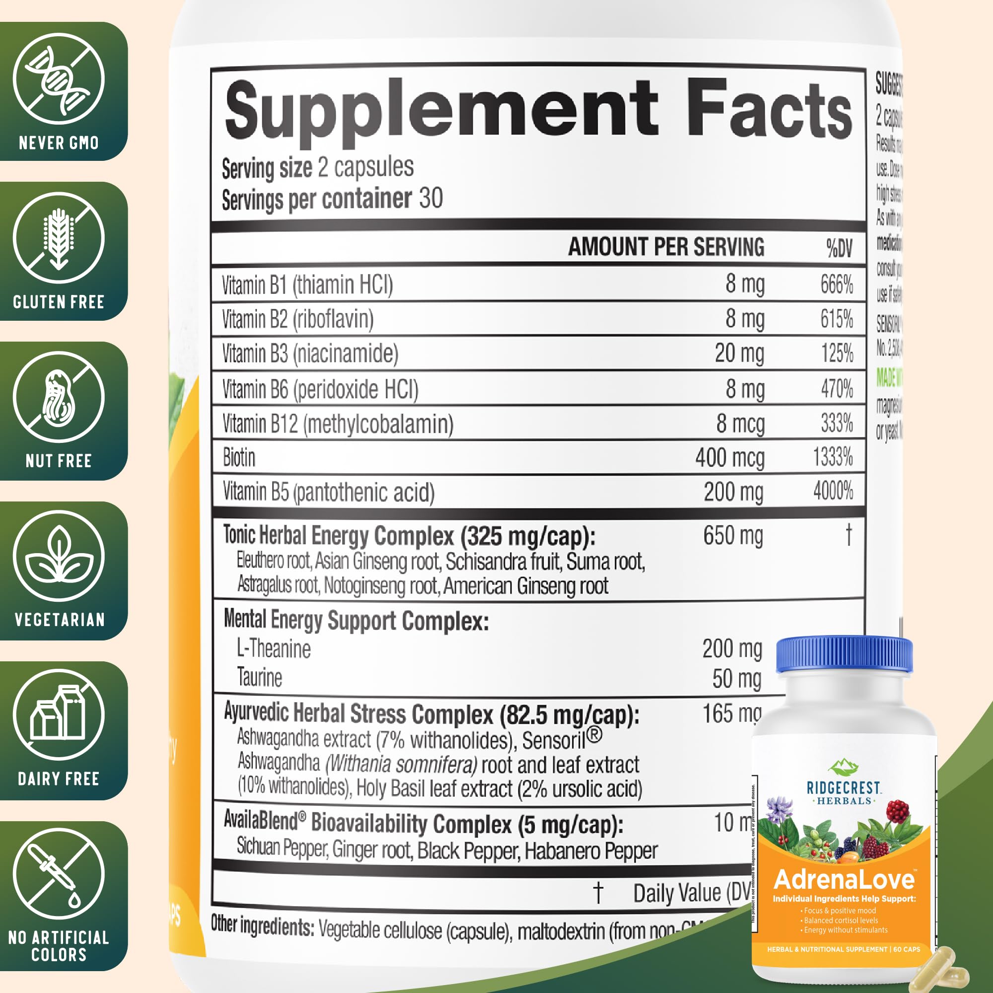 RidgeCrest Herbals primeros planos de raíces y plantas del complejo