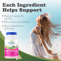 RidgeCrest Herbals cápsulas en mano para visualizar dosis diaria conveniente