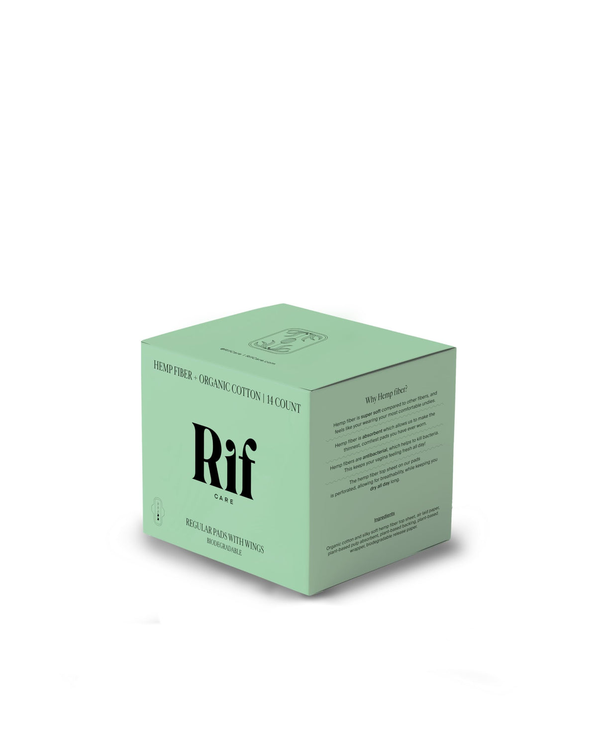 Rif Care vista frontal del paquete mostrando 14 unidades y diseño ecológico