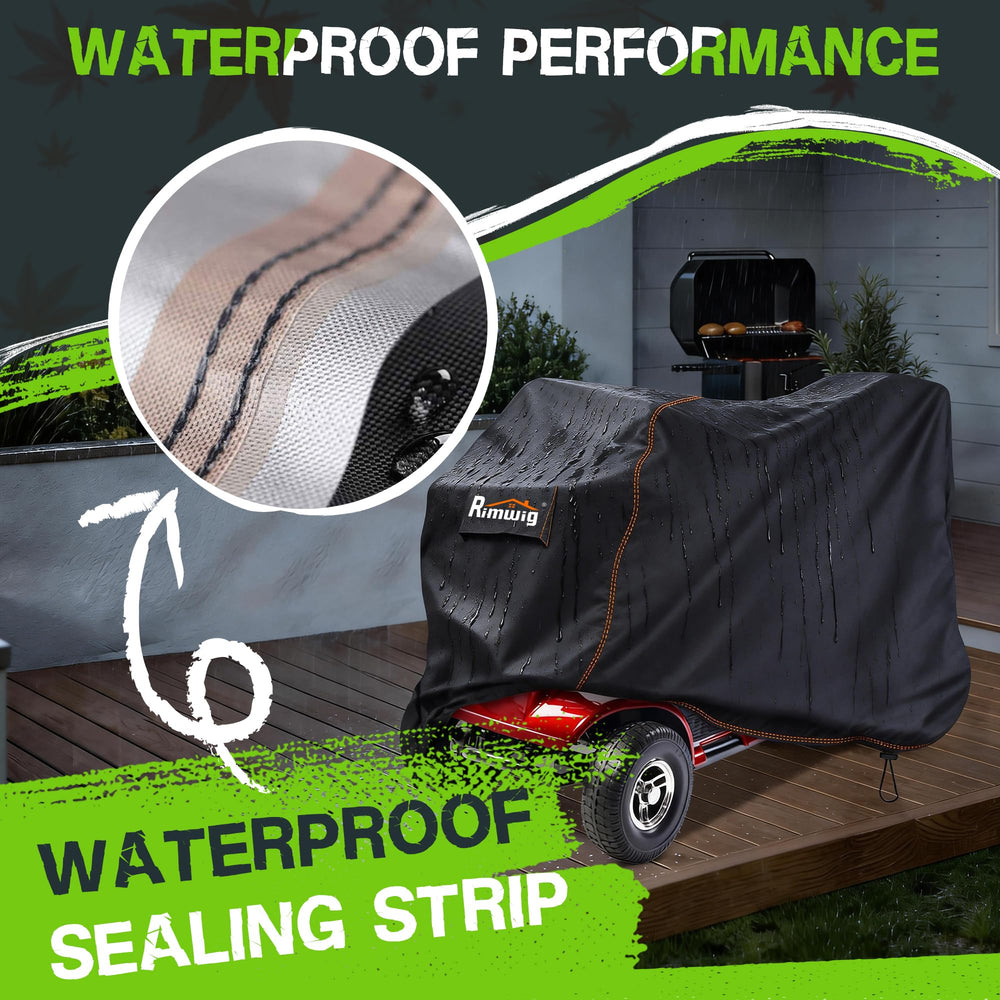 Rimwig funda en uso cubriendo un scooter y manteniendo seco el vehículo