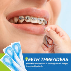 RioRand limpiando debajo de un puente dental para mejor higiene interdental