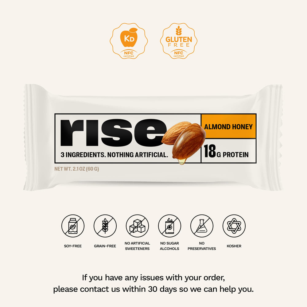 Rise tres ingredientes naturales exhibidos para transparencia y confianza