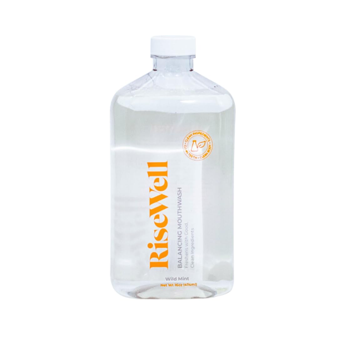 RiseWell envase frontal 16 oz mostrando marca y beneficio de pH equilibrado